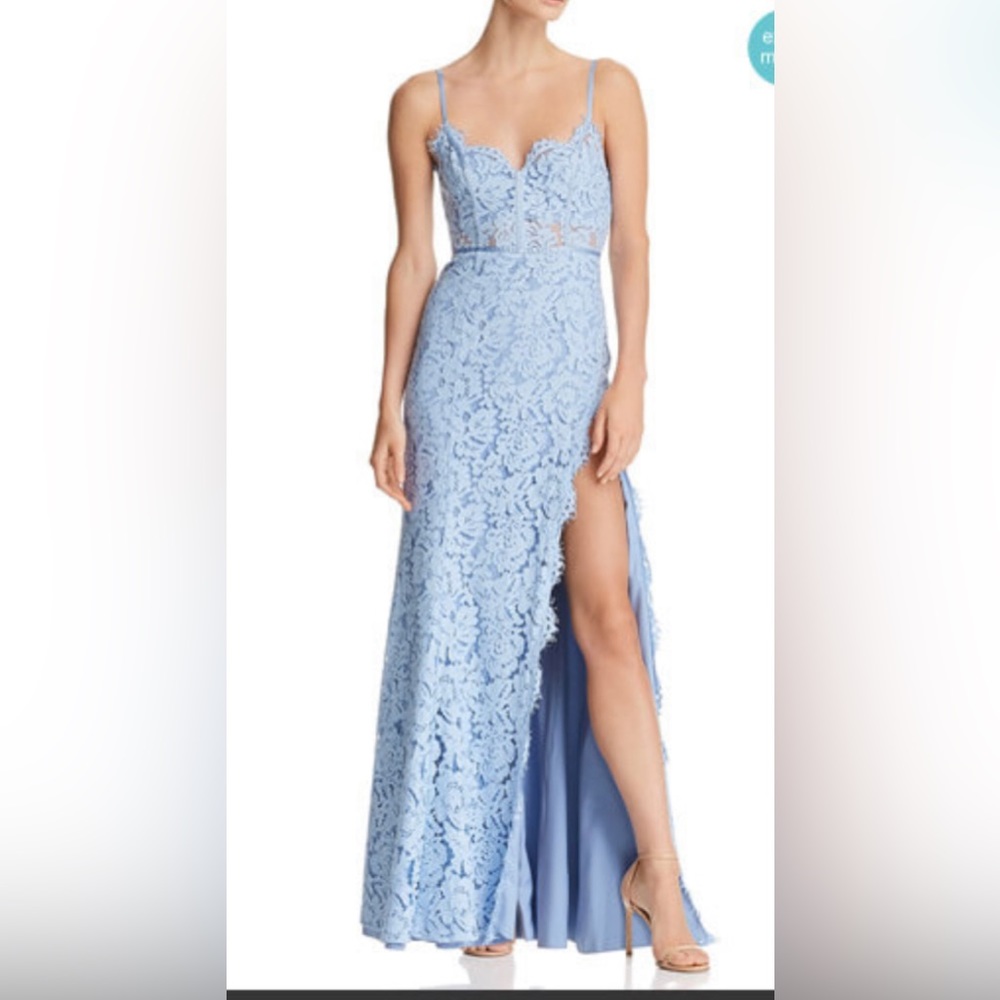 BHLDN Fame and Partners Kirsten Dress Lace Baby Blue Formal Floor Length Gown